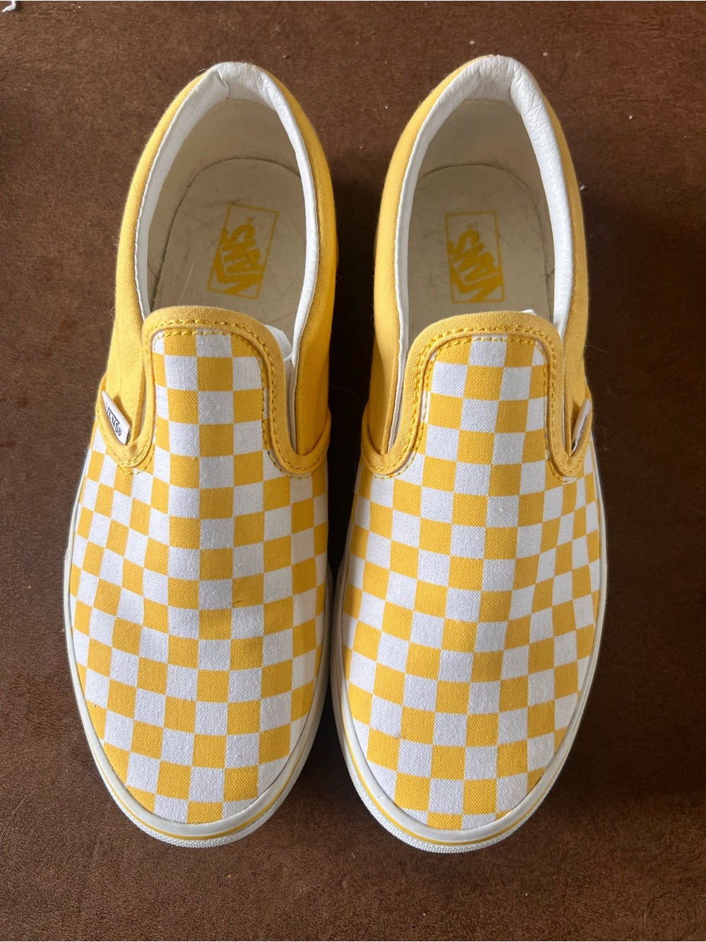 Vans Kids Slip-On Checkerboard Sneakers - Yellow and White